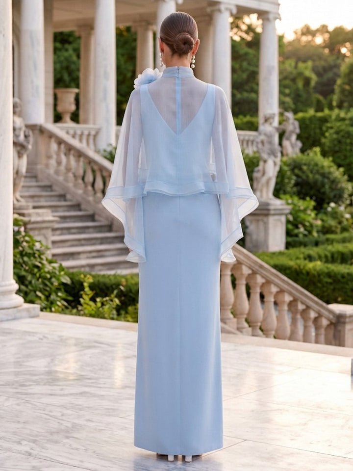 Chiffon A Line V Neck 3D Flowers Ruffles Mother of the Bride Dresses