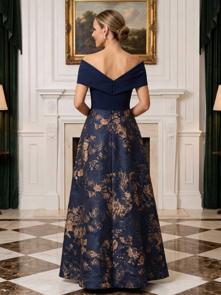 Jacquard A Line Off the Shoulder Cross Ruched Bodice  Mother of the Bride Dresses