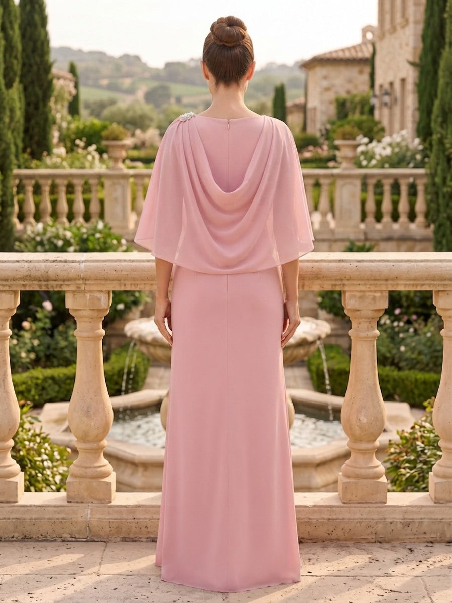 Chiffon A Line Round Neck Ruffles  Mother of the Bride Dresses