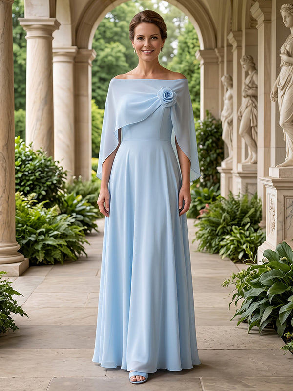 Chiffon A Line Cowl Neck with Cape  Mother of the Bride Dresses