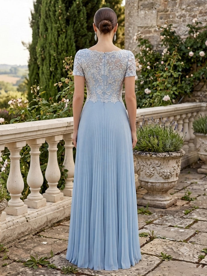 Chiffon A Line Square Neck Lace Appliques  Mother of the Bride Dresses