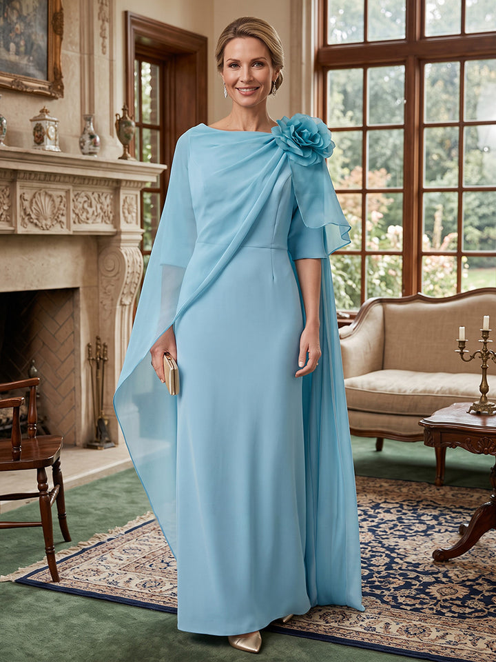 Chiffon A Line Jewel Neck 3D Flowers  Mother of the Bride Dresses