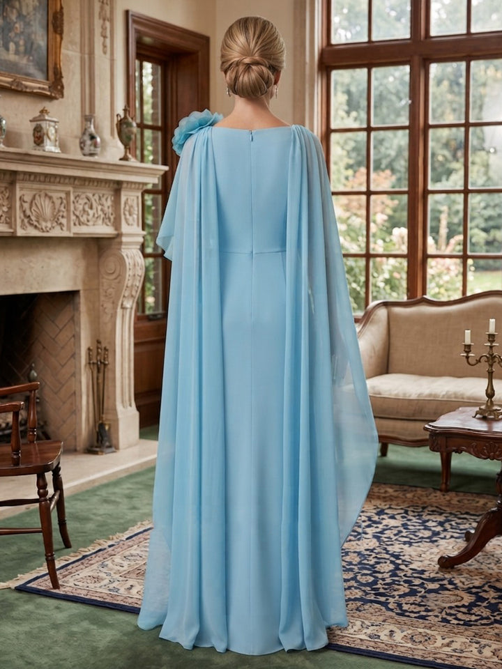 Chiffon A Line Jewel Neck 3D Flowers  Mother of the Bride Dresses