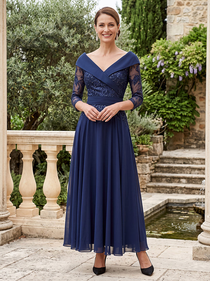 Chiffon A Line Off the Shoulder Ruched Waist  Mother of the Bride Dresses
