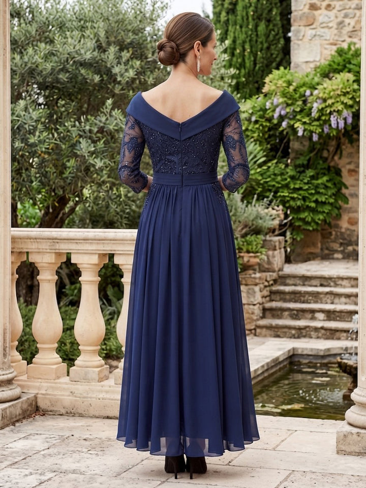Chiffon A Line Off the Shoulder Ruched Waist  Mother of the Bride Dresses