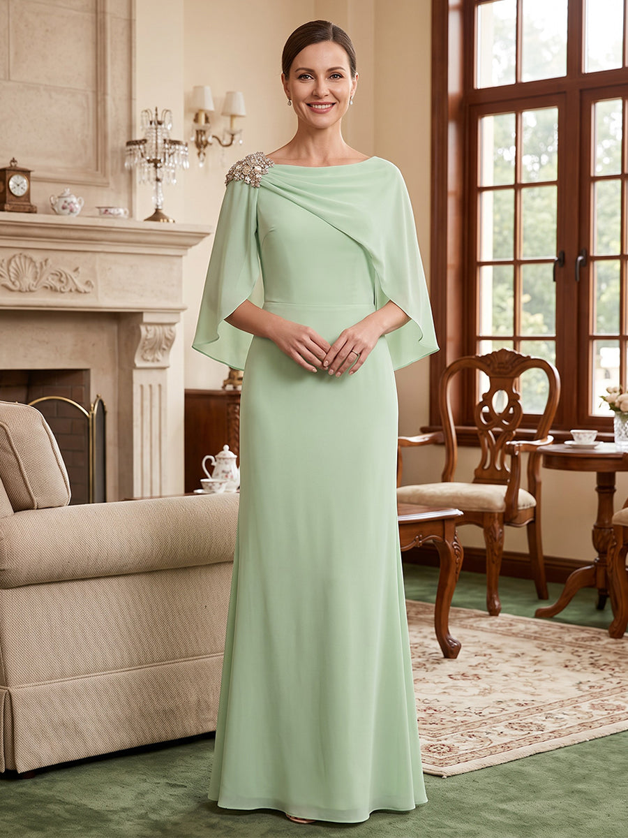 Chiffon A Line Jewel Neck with Cape  Mother of the Bride Dresses
