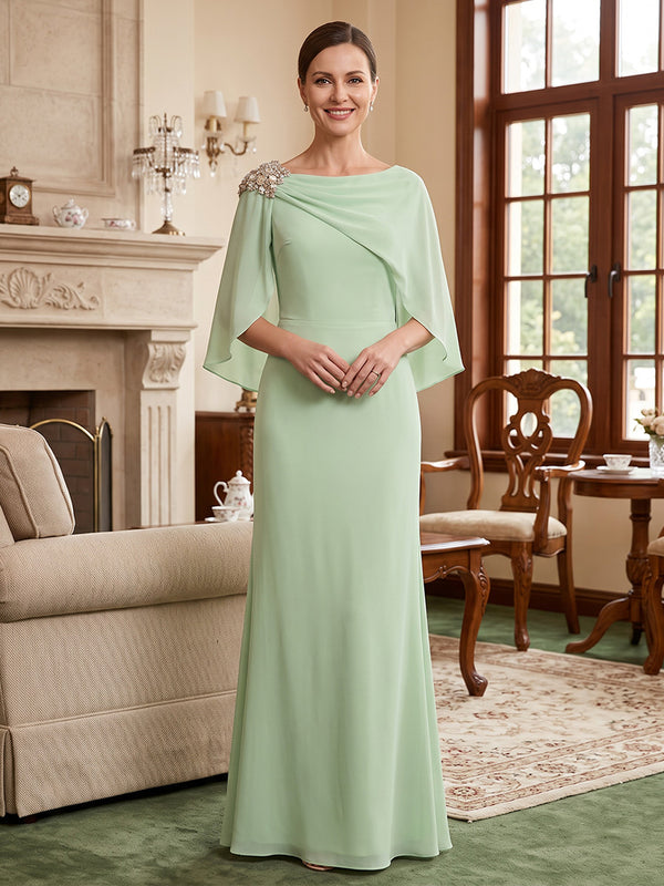 Chiffon A Line Jewel Neck with Cape  Mother of the Bride Dresses