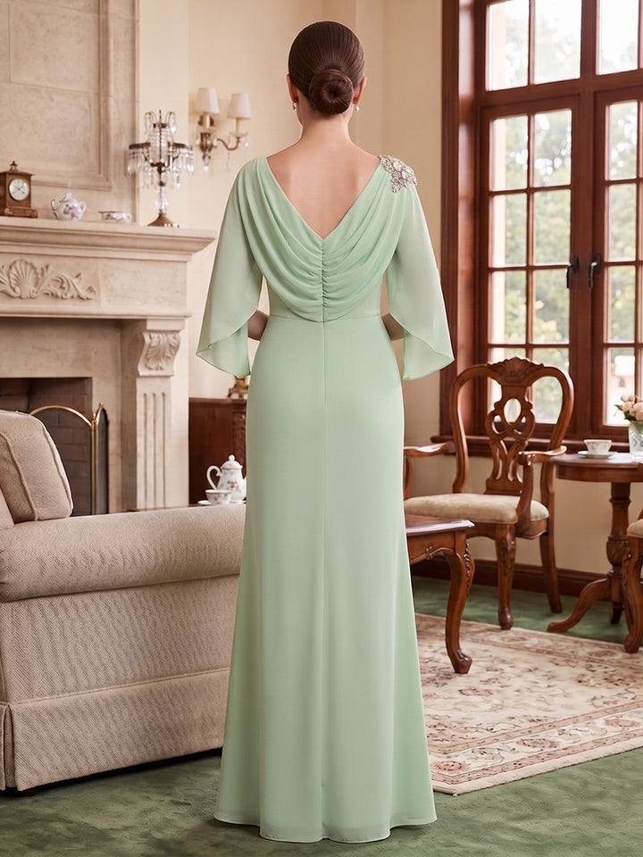 Chiffon A Line Jewel Neck with Cape  Mother of the Bride Dresses