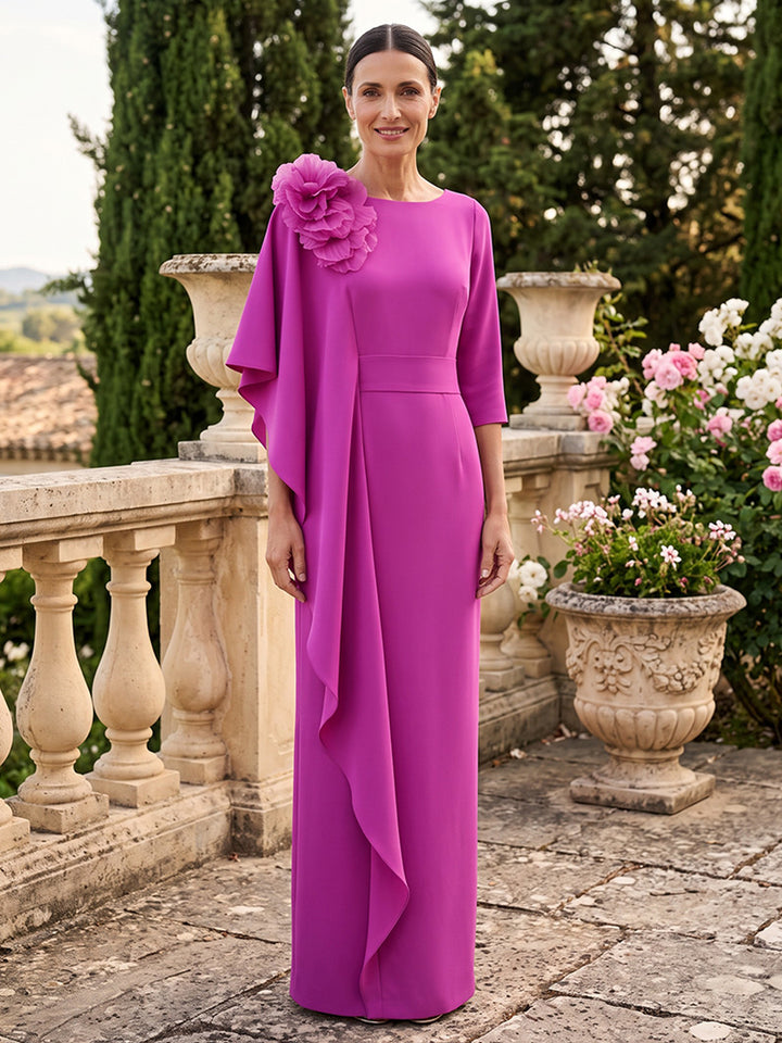 Chiffon Mermaid Jewel Neck Sash High Waist Mother of the Bride Dresses