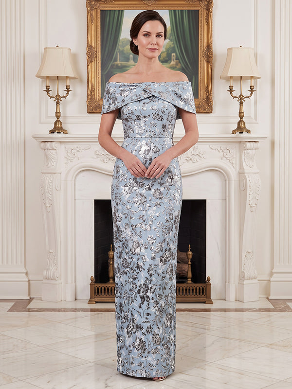Satin Jacquard Mermaid Off the Shoulder Jacquard  Mother of the Bride Dresses