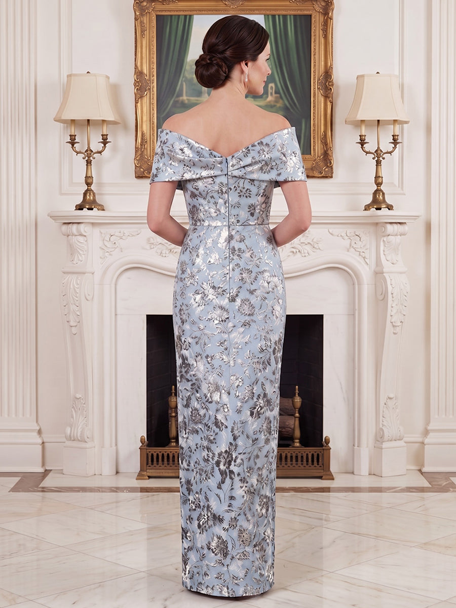 Satin Jacquard Mermaid Off the Shoulder Jacquard  Mother of the Bride Dresses