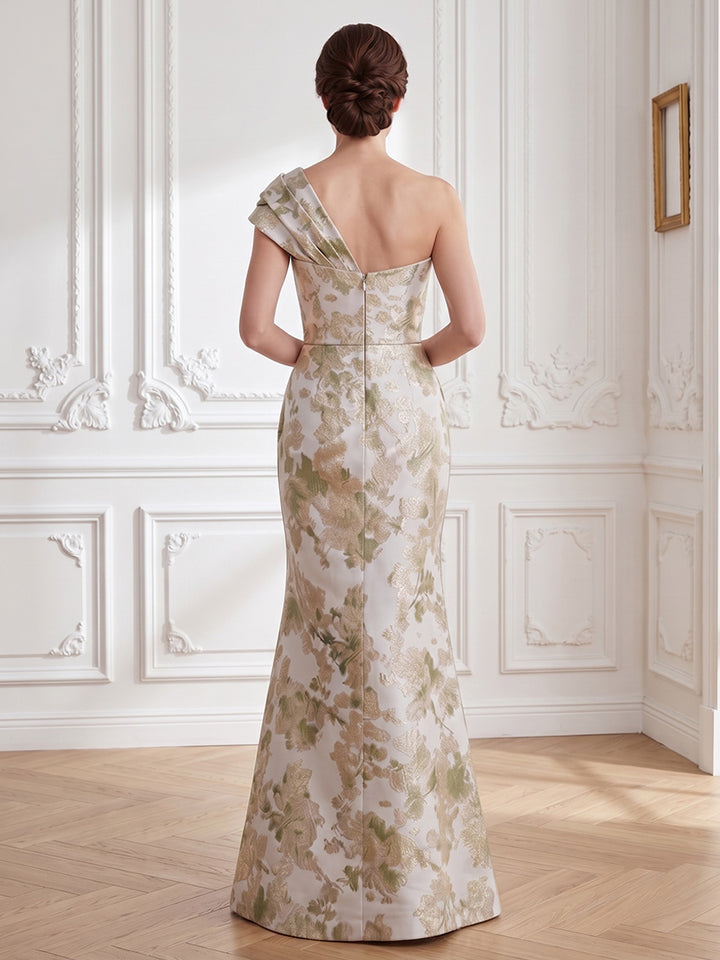 Satin Jacquard Mermaid One Shoulder Ruched Waist  Mother of the Bride Dresses