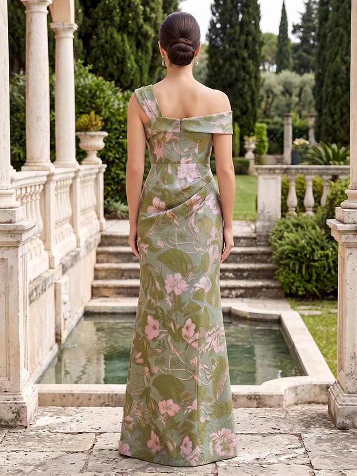 Satin Jacquard Mermaid One Shoulder Side Slit  Mother of the Bride Dresses