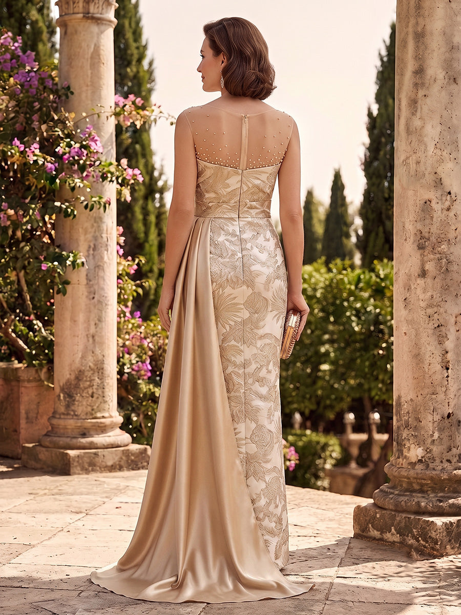 Jacquard Mermaid Sweetheart Ruched Waist Backless Mother of the Bride Dresses