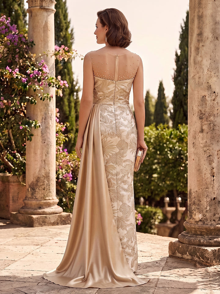 Jacquard Mermaid Sweetheart Ruched Waist Backless Mother of the Bride Dresses