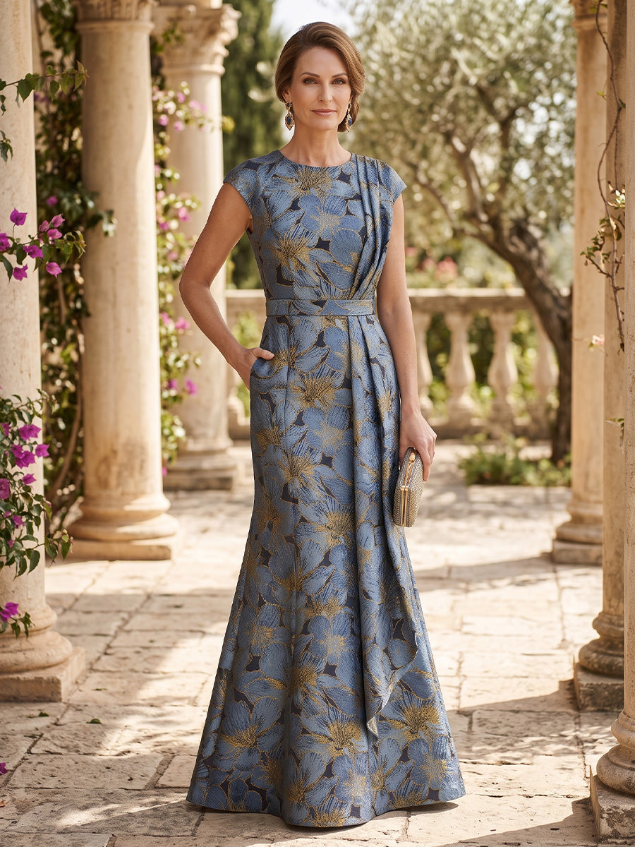 Jacquard Mermaid Round Neck with Pockets  Mother of the Bride Dresses