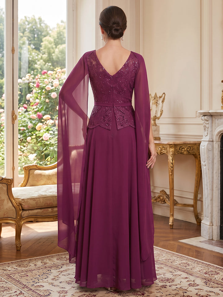 Sequin A Line Jewel Neck Belted Wais  Mother of the Bride Dresses