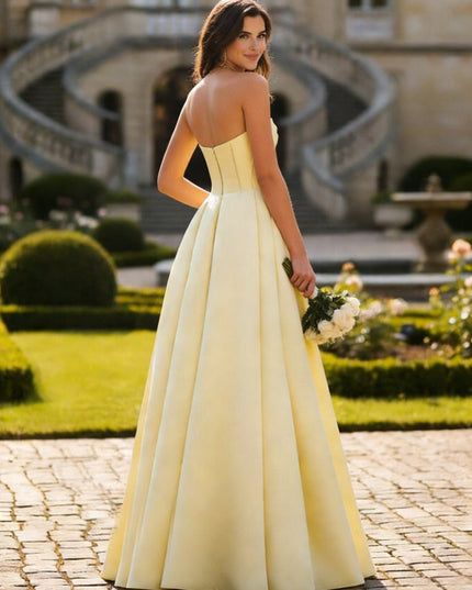 Satin Strapless Cowl Neck Prom Dresses A Line Party Dresses