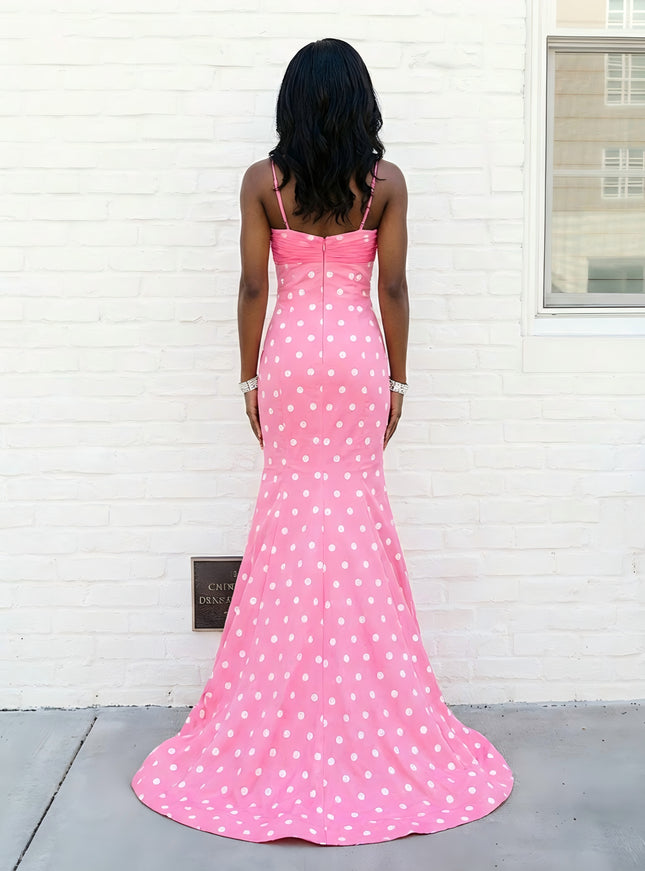 Satin Spaghetti Straps Mermaid Biw Prom Evening Dresses