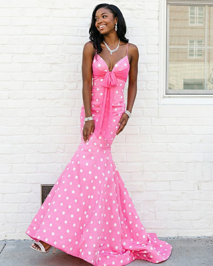 Satin Spaghetti Straps Mermaid Biw Prom Evening Dresses