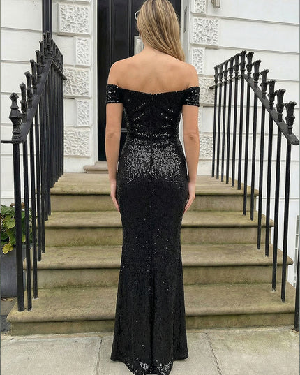 Sequin Prom Dresses Off Shoulder Evening Party Gowns