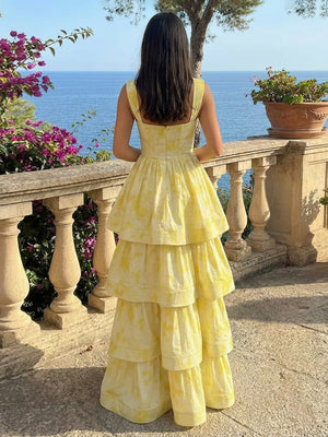 Wide Straps Layered Prom Dresses Pleated Maxi Evening Gowns