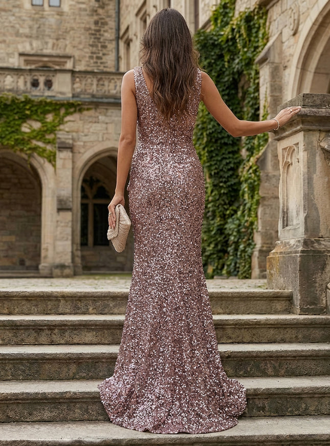 Spaghetti Straps Sequin Prom Dresses Maxi Evening Gowns