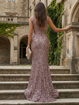 Spaghetti Straps Sequin Prom Dresses Maxi Evening Gowns