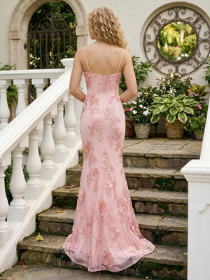 Tulle Spaghetti Straps Sweetheart Embroidered Formal Dresses