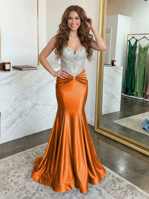 Strapless Lace Appliques Satin Evening Dresses with Pleats