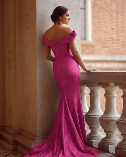 Floral Off the Shoulder Corset Ruffles Formal Dresses