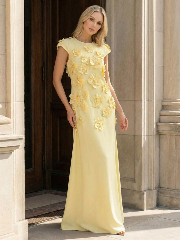 Satin A Line Scoop Neck Floor Length Formal Dresses