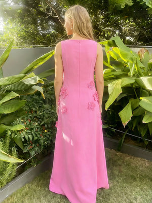 Satin A Line Scoop Neck Floor Length Formal Dresses