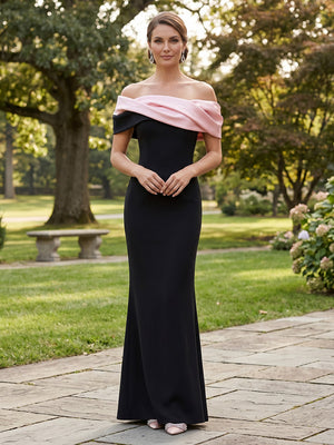 Satin Mermaid Off the Shoulder Layered Formal Dresses