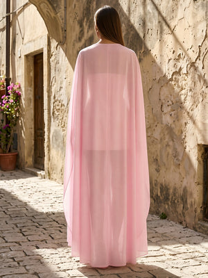 Satin Mermaid Scoop Neck Cape Formal Dresses