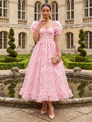Tulle A Line Sweetheart Ruffles Formal Dresses