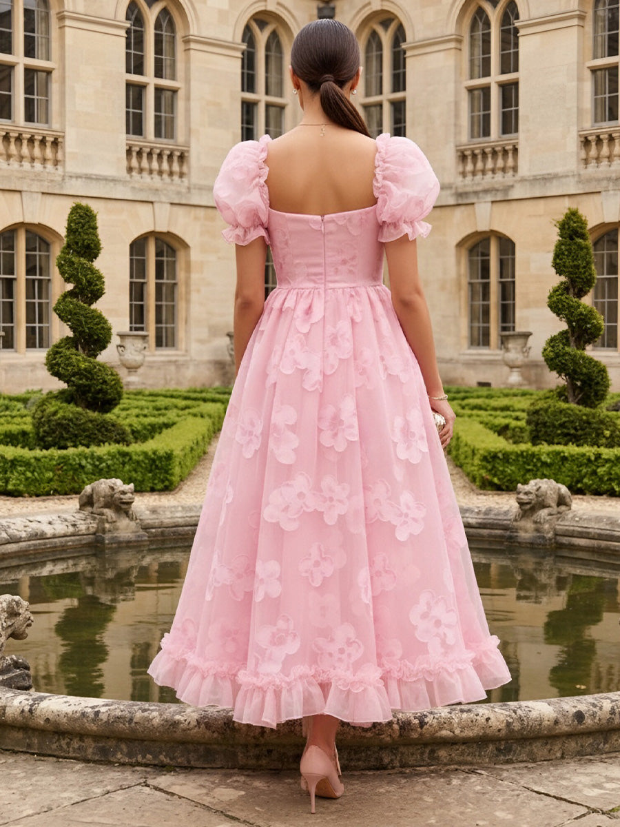 Tulle A Line Sweetheart Ruffles Formal Dresses