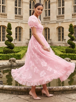 Tulle A Line Sweetheart Ruffles Formal Dresses