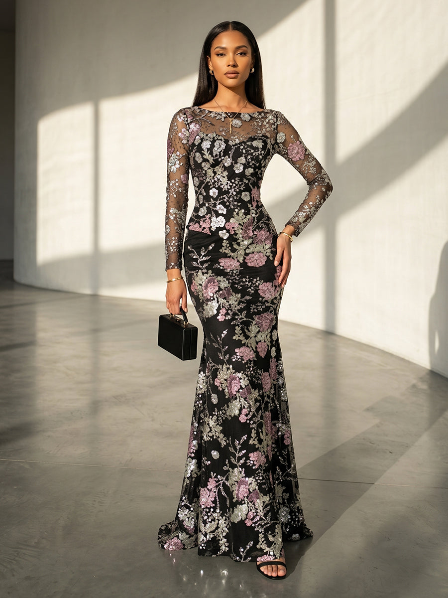 Tulle Mermaid Scoop Neck Corset Evening Dresses