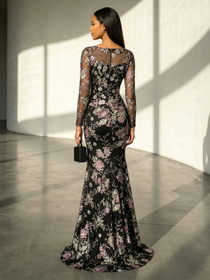 Tulle Mermaid Scoop Neck Corset Evening Dresses