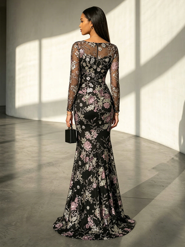 Tulle Mermaid Scoop Neck Corset Evening Dresses