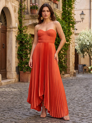 Chiffon A Line Sweetheart Pleats Corset Formal Dresses
