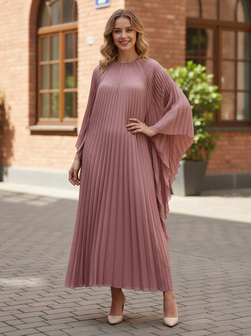 Chiffon A Line Scoop Neck Pleats Formal Dresses