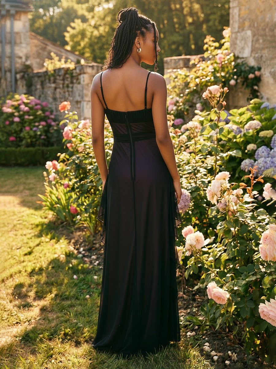 Tulle Mermaid Sweetheart Spaghetti Straps Corset Formal Dresses
