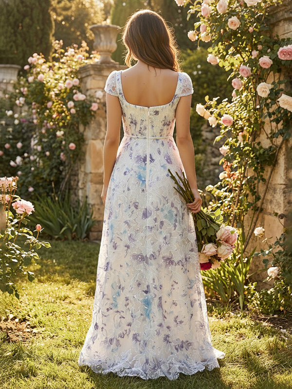 Tulle A Line Square Neck Pleats Formal Dresses