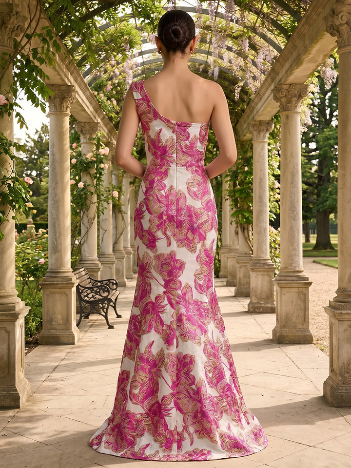 Jacquard Mermaid One Shoulder Simple Corset Evening Dresses