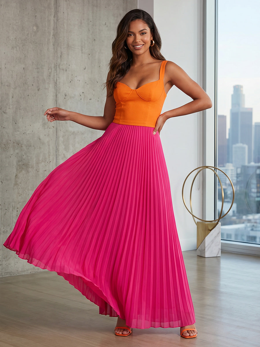 Chiffon A Line Sweetheart Pleats Corset Formal Dresses