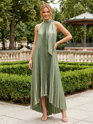 Chiffon A Line Scoop Neck Pleats Ruffles Formal Dresses