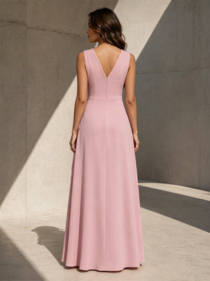 Chiffon A Line V Neck Ruched Ruffles Formal Dresses