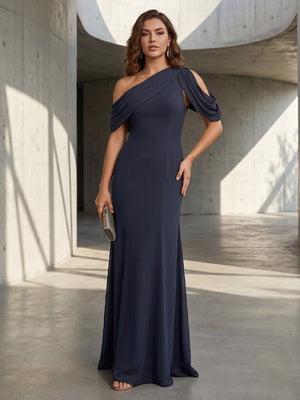 Chiffon Mermaid One Shoulder Ruched Corset Formal Dresses for Women
